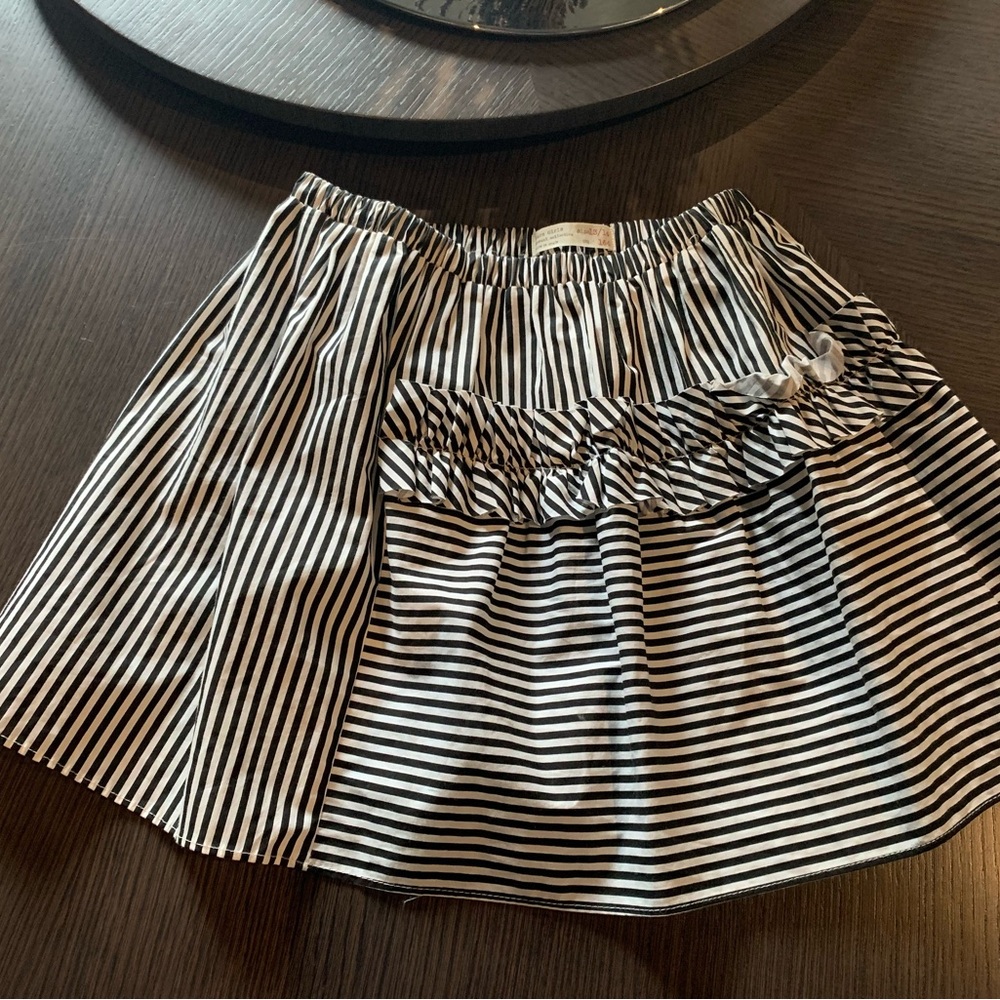 Zara Black and White Striped Kids Skirt